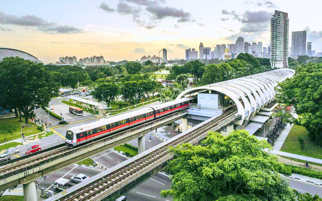 SBS Transit MRT train and elevated station in Singapore